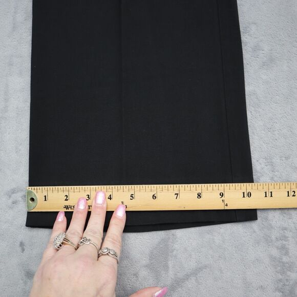 Casual Pants Women 8 Black Plain Petite Mid Rise Flat Front Wide Leg Dress Pants - Picture 6 of 16
